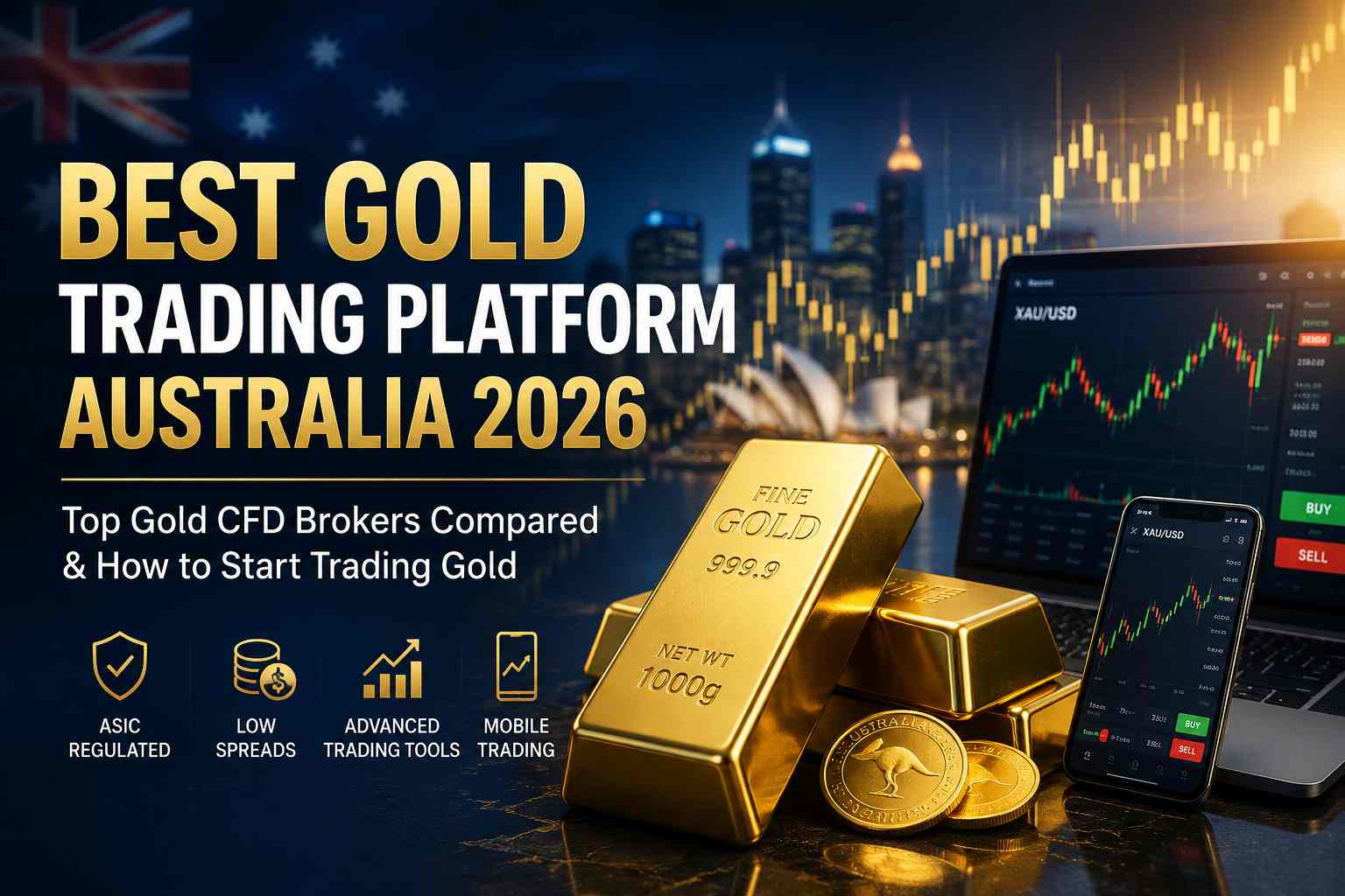 Looking for the best gold trading platform in Australia? Compare the top gold CFD brokers in 2026, including Mitrade, Pepperstone, IC Markets, IG, and CMC Markets. Discover fees, spreads, features, and how to start trading gold online.