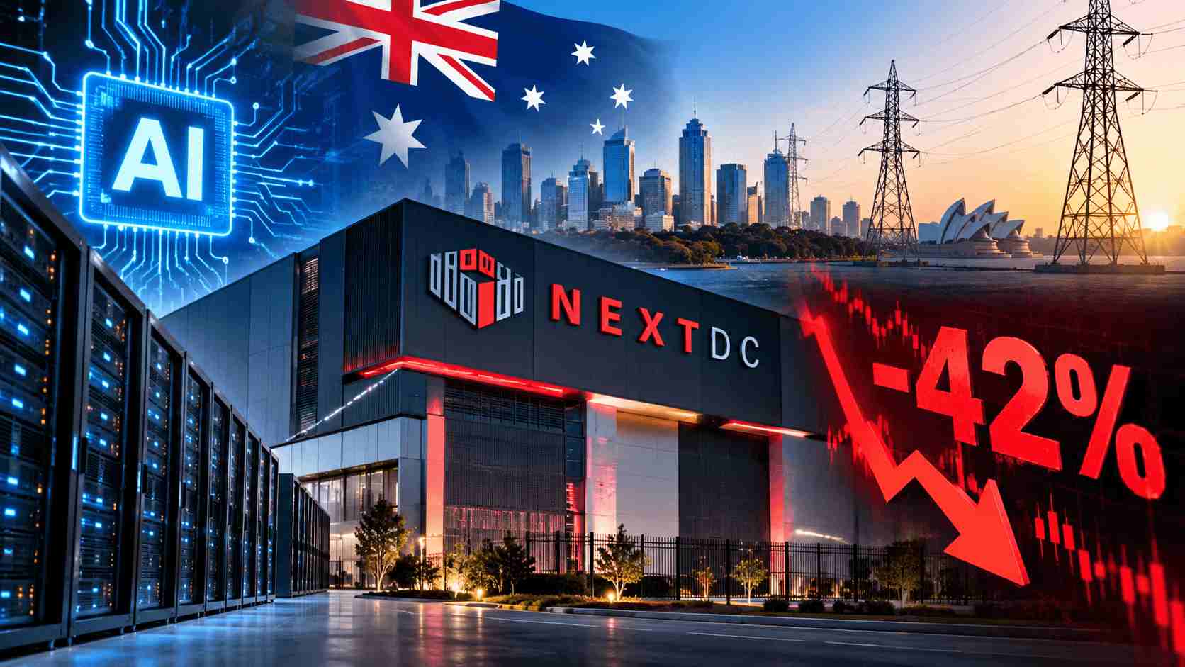 Australia’s AI boom faces a growing power bottleneck as NextDC shares plunge 42%. Explore what’s driving the sell-off, the risks facing data-centre stocks and what Australian investors should watch next.