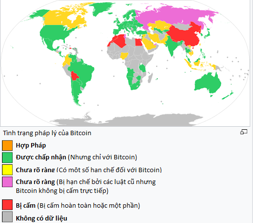 Tình trạng pháp lý của Bitcoin tại các nước trên toàn cầu Tình trạng pháp lý của Bitcoin tại các nước trên toàn cầu