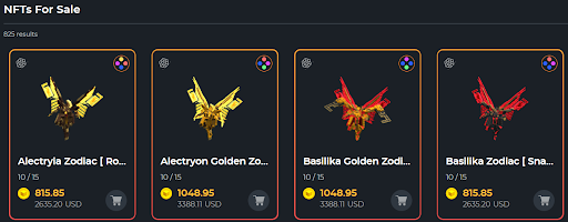 Các NFT được giao bán trên marketplace của game NFT “The Sandbox”