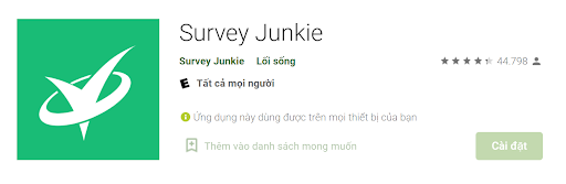 Survey Junkie -App khảo sát kiếm tiền nước ngoài