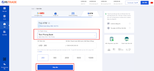 Chuyển tiền vào Mitrade bằng thẻ ATM Chuyển tiền vào Mitrade bằng thẻ ATM