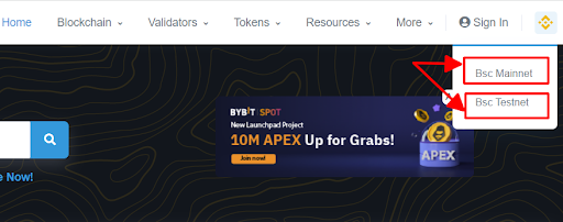 Chuyển đổi Mainnet và Testnet