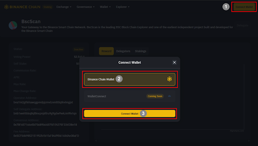 Nhấn vào mục kết nối ví “Connect Wallet” 
