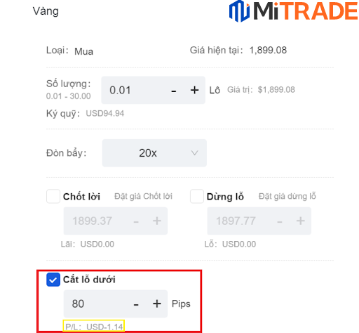 đặt Trailing stop là 80 pips đặt Trailing stop là 80 pips