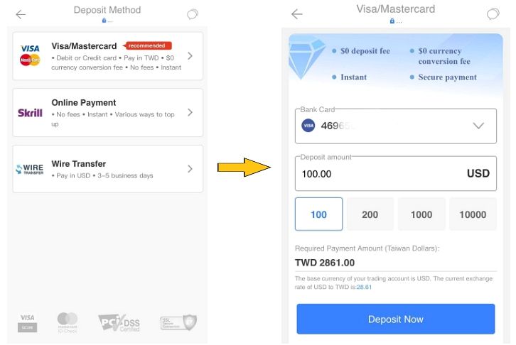 選擇支付方式注資