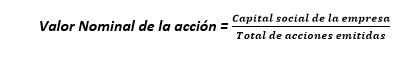 La forma de cálculo del valor nominal de una acción