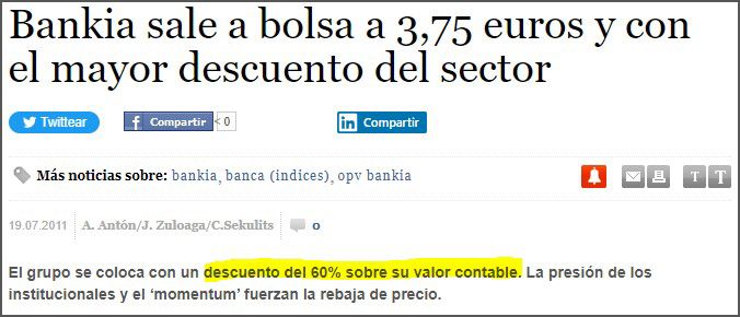 Artículo sobre la salida a bolsa de Bankia Artículo sobre la salida a bolsa de Bankia