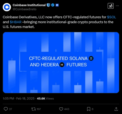 Coinbase ประกาศเปิดตัวฟิวเจอร์ส SOL