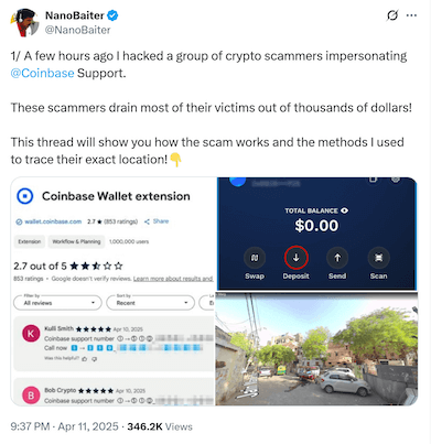 Call Center ปลอมตัวเป็นเจ้าหน้าที่ Coinbase