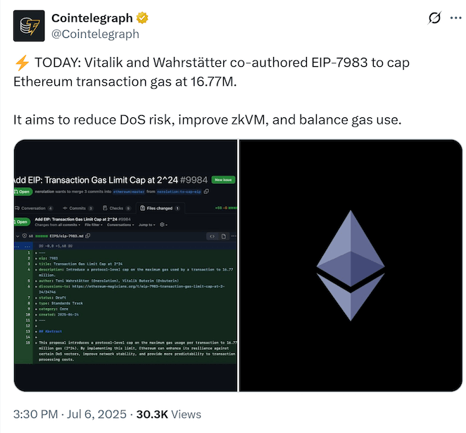 Vitalik เตรียมเสนออัปเกรด ETH 