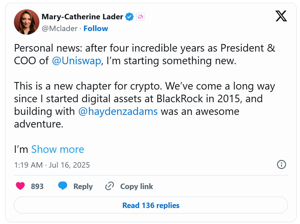 Mary-Catherine Lader ประกาศสละตำแหน่ง