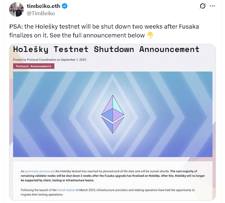Ethereum ปิดฉาก Testnet “Holesky”