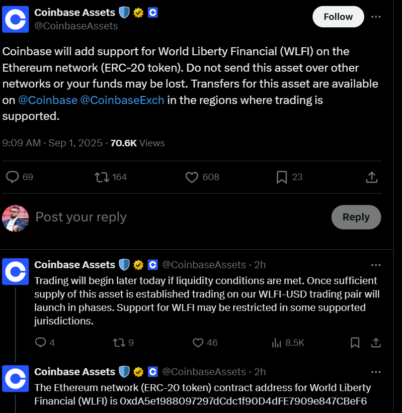 WLFI เตรียมเข้าเทรดใน Exchange หลายแห่ง