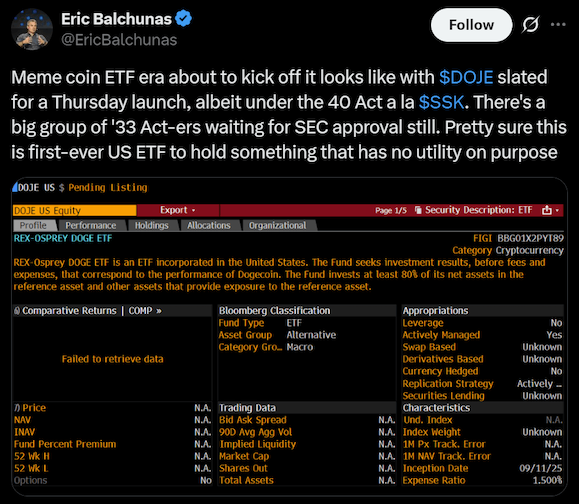กองทุน ETF ของ Doge จะเริ่มซื้อขายในวันพฤหัสบดีนี้