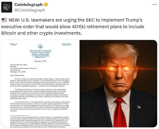 เอกสารที่ Trump อนุมัติแผนการลงทุนคริปโตในกองทุนเพื่อการเกษียณอายุ