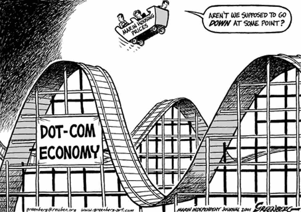 Satirische Karikaturen über den Hype, der während der Spekulationsblase herrschte, gab es im Überfluss