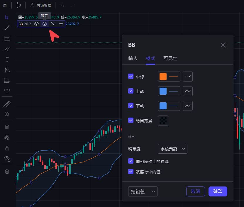 布林通道參數設置