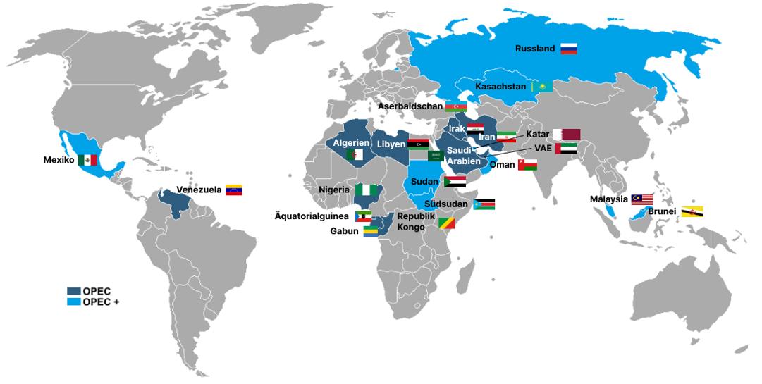 Die OPEC- und OPEC+-Länder im Jahr 2026