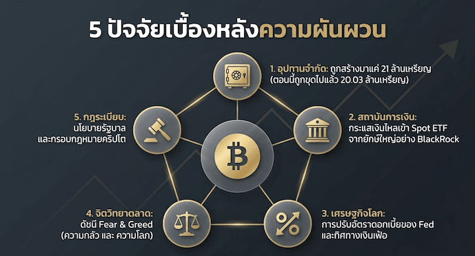 ปัจจัยที่ทำให้ราคาบิทคอยน์ผันผวน