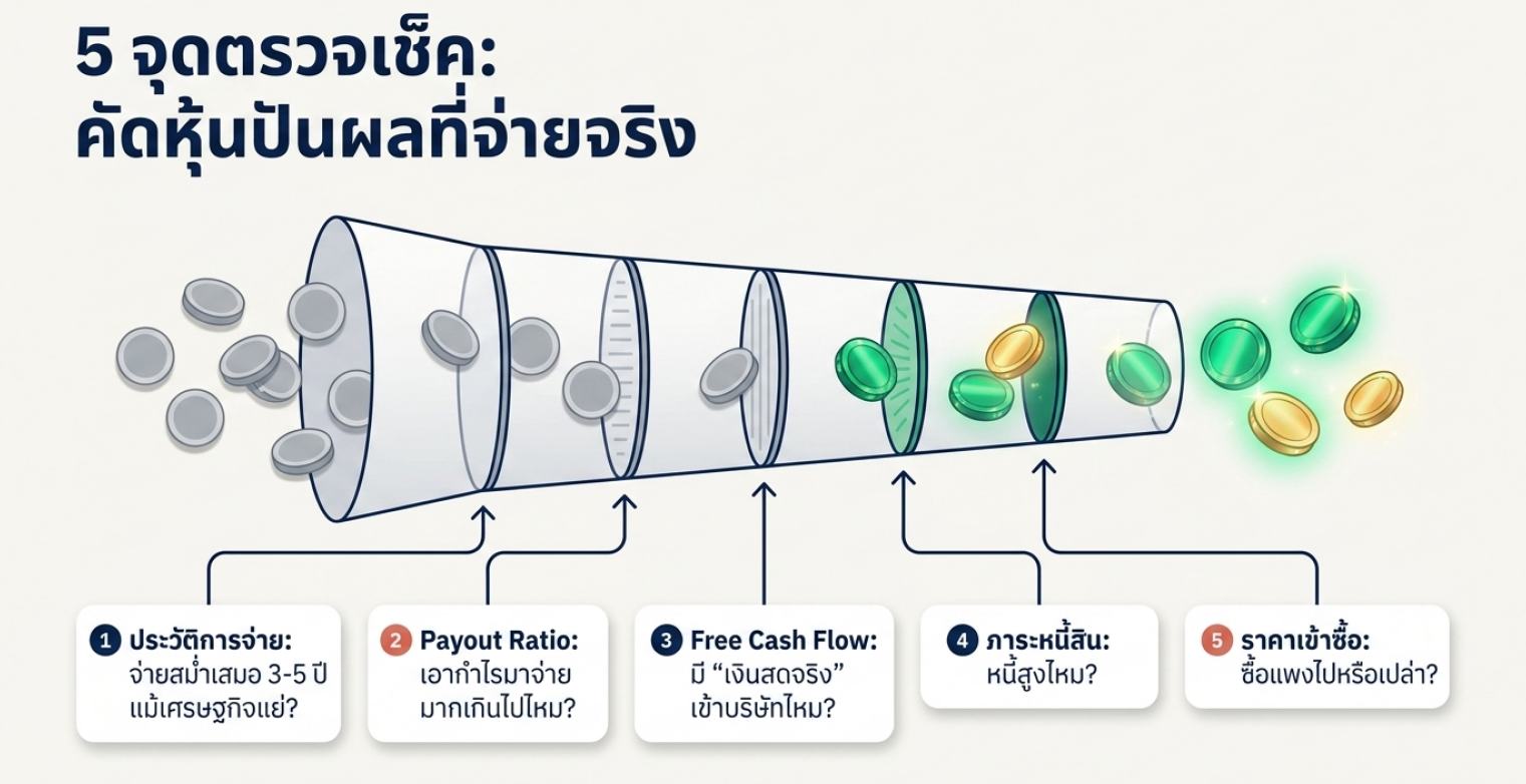 วิธีเลือกหุ้นปันผลสูงที่จ่ายจริง