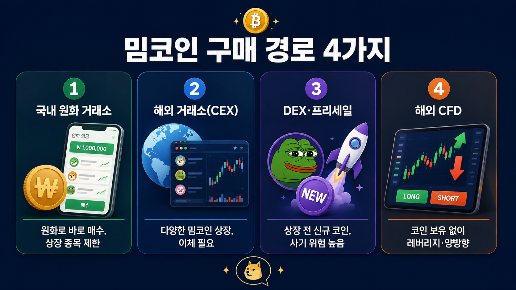 비트코인 레버리지 첫 주문 설정 순서를 나타낸 4단계 다이어그램