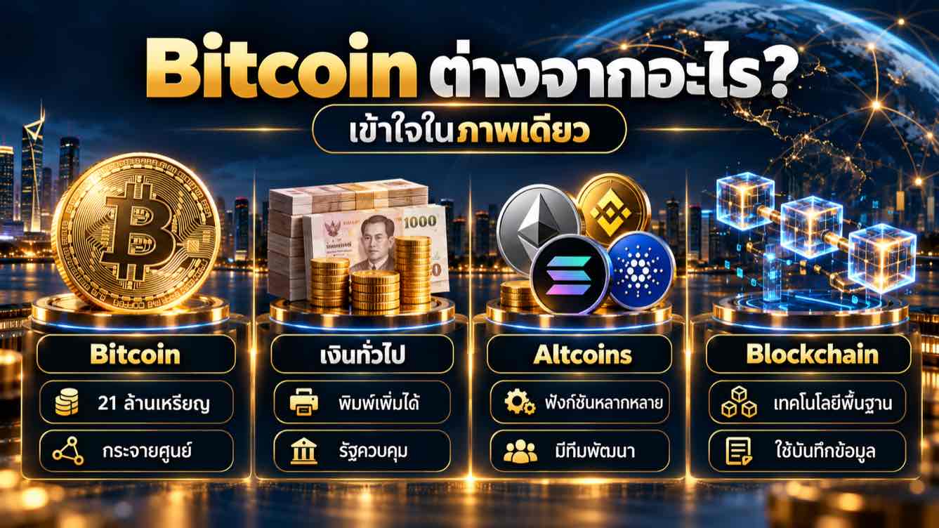 Bitcoin ต่างจากเงินทั่วไปและคริปโตอื่นอย่างไร?