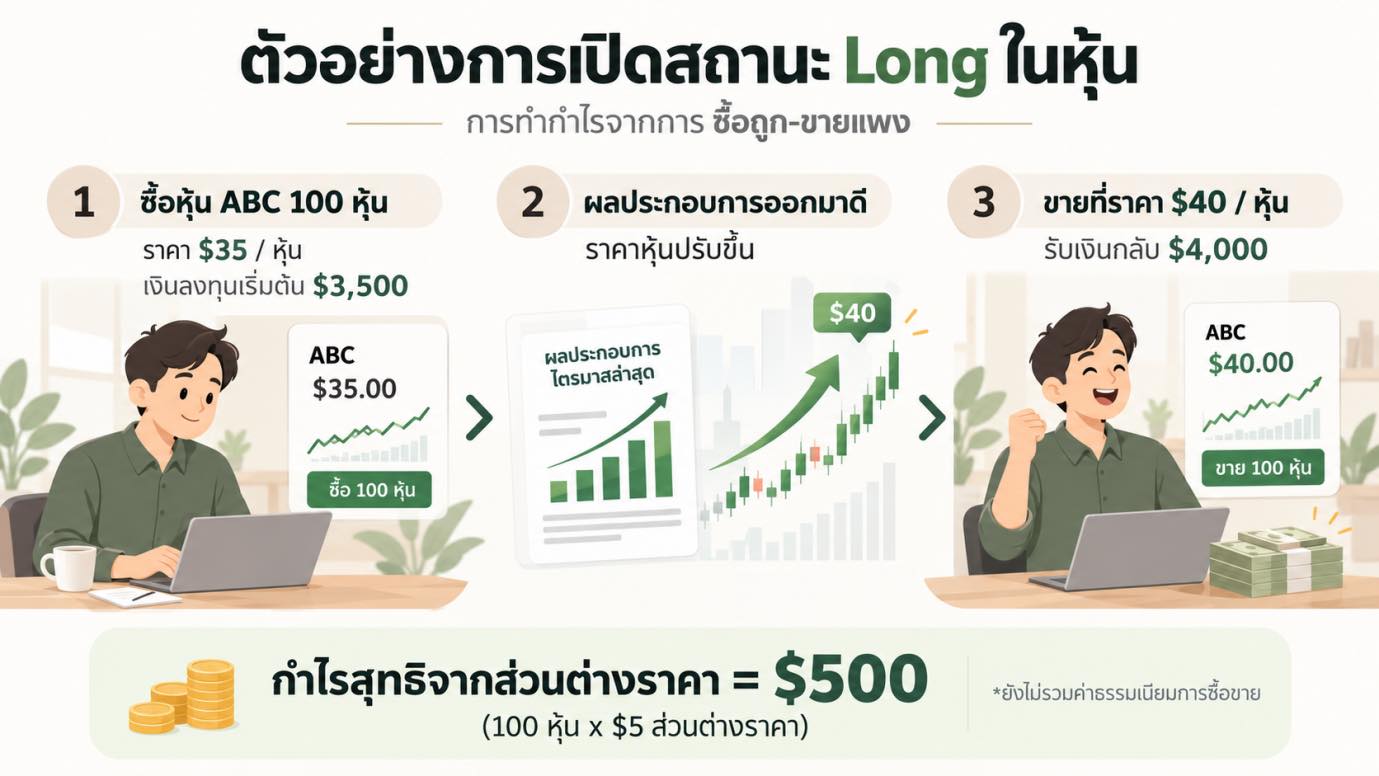ตัวอย่างการเปิดสถานะ Long ในหุ้น
