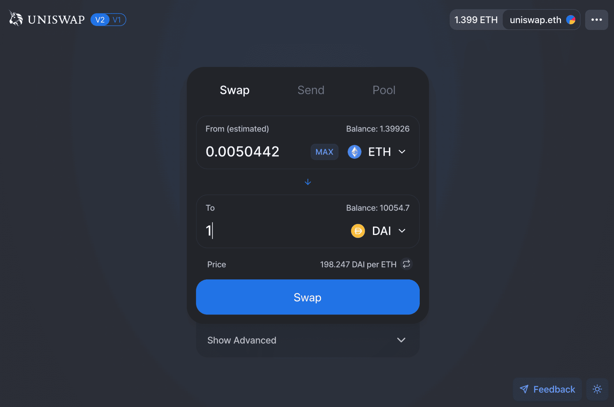 Uniswap早期兑换界面 Uniswap早期兑换界面