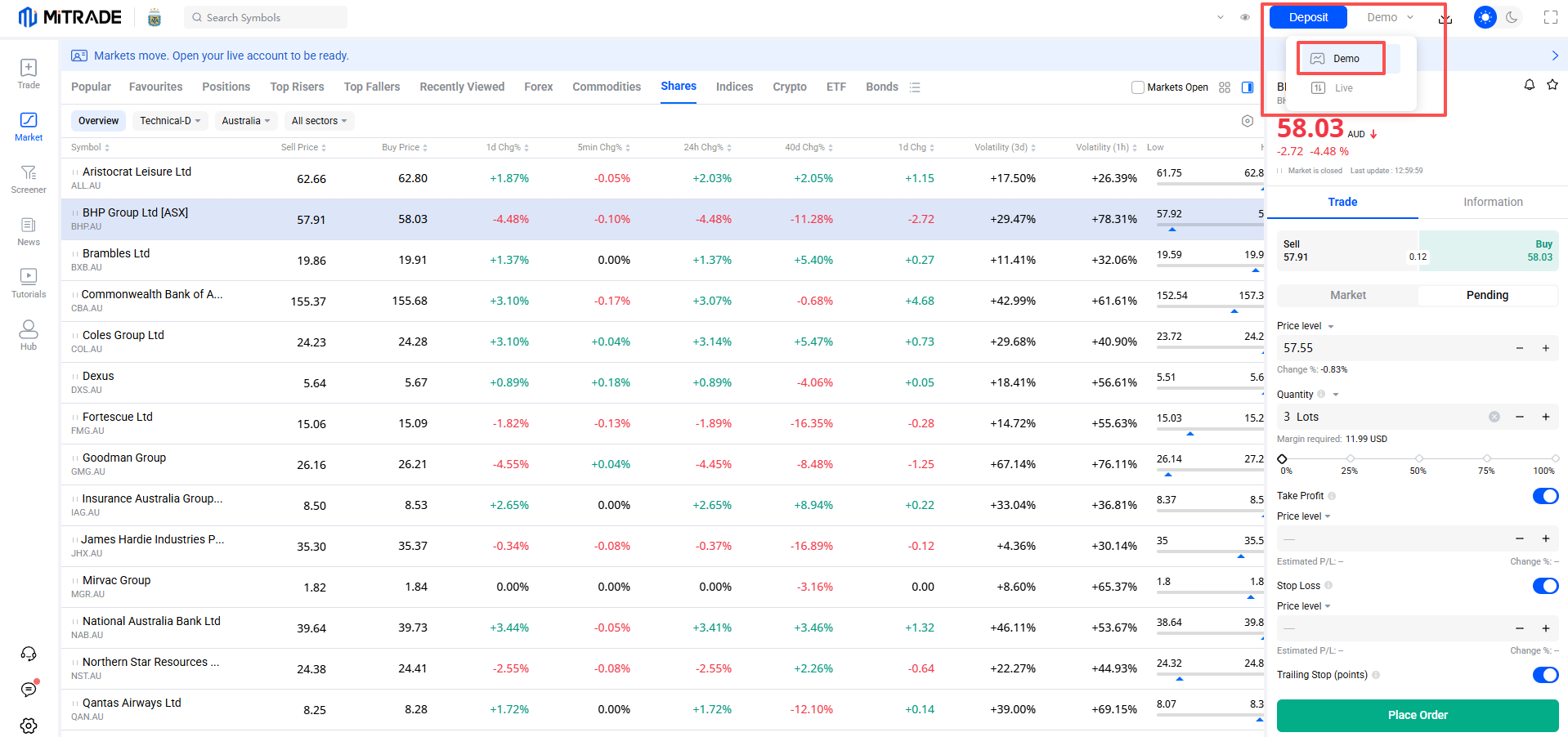 Mitrade demo account Mitrade demo account